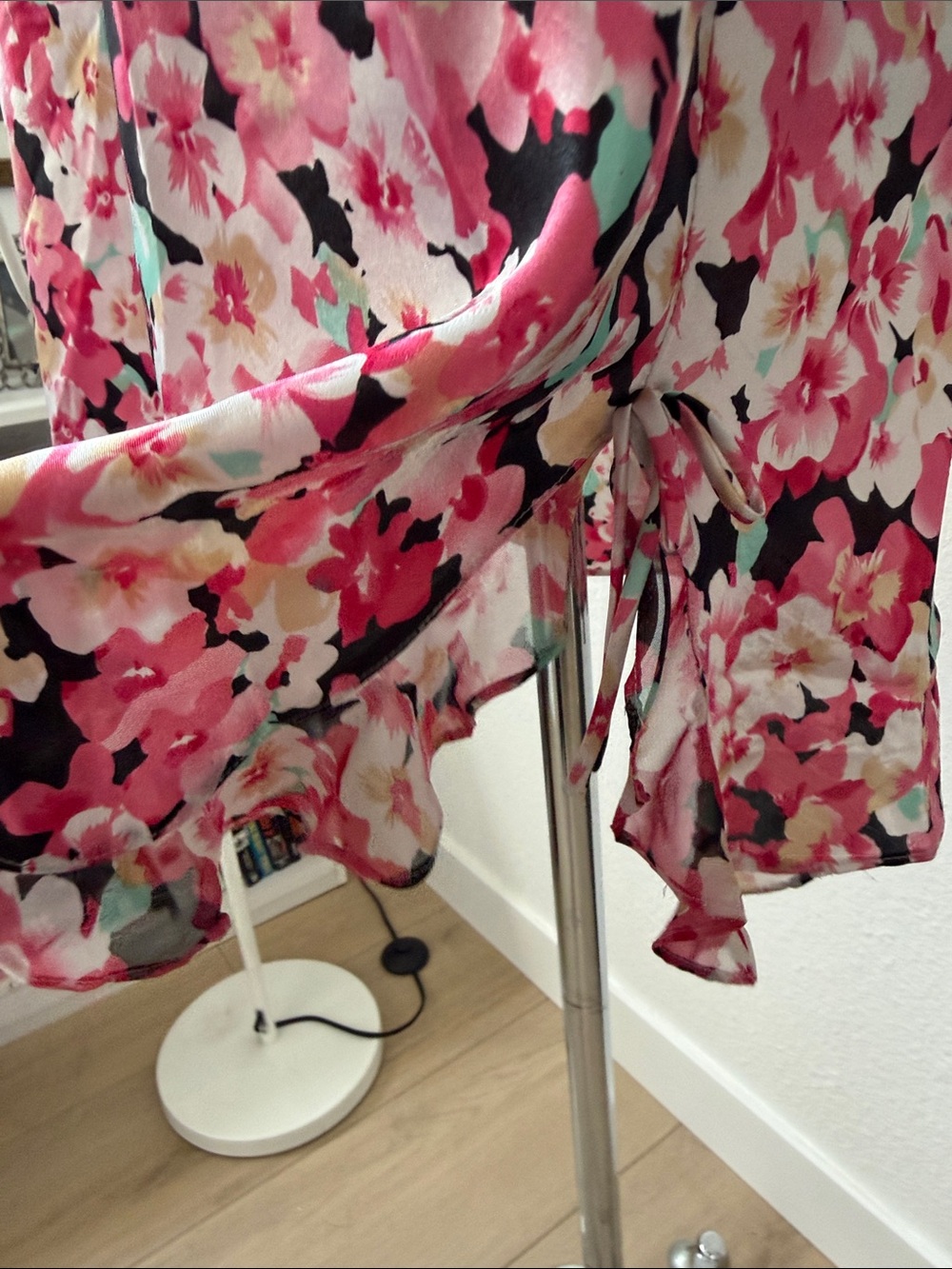 Ruffle Neck Floral Mini Slip Dress - Picture 4 of 6